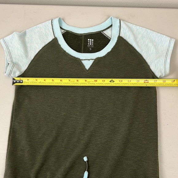 Title Nine Colorblock dress with drop drawstring waist French terry olive & mint - Picture 9 of 10